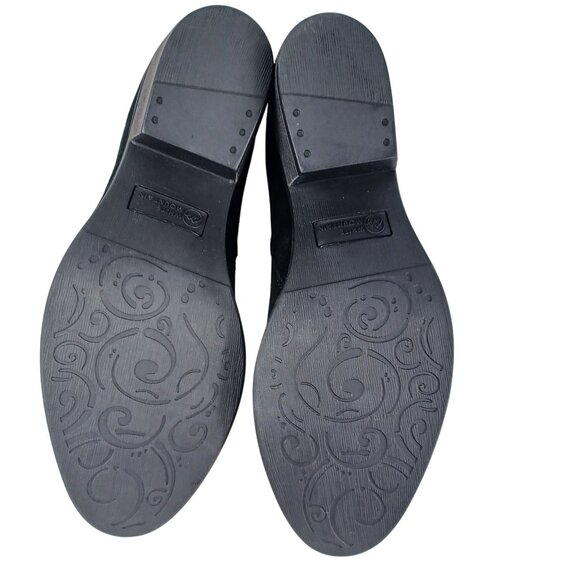 Booties Block Heel Side Zip Black Womens Size 7 White Mountain Suede Oval Toe - Picture 11 of 11